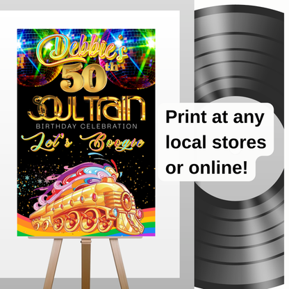 Soul Train Disco Welcome Sign - Disco Ball Poster - Retro 70s Welcome Poster