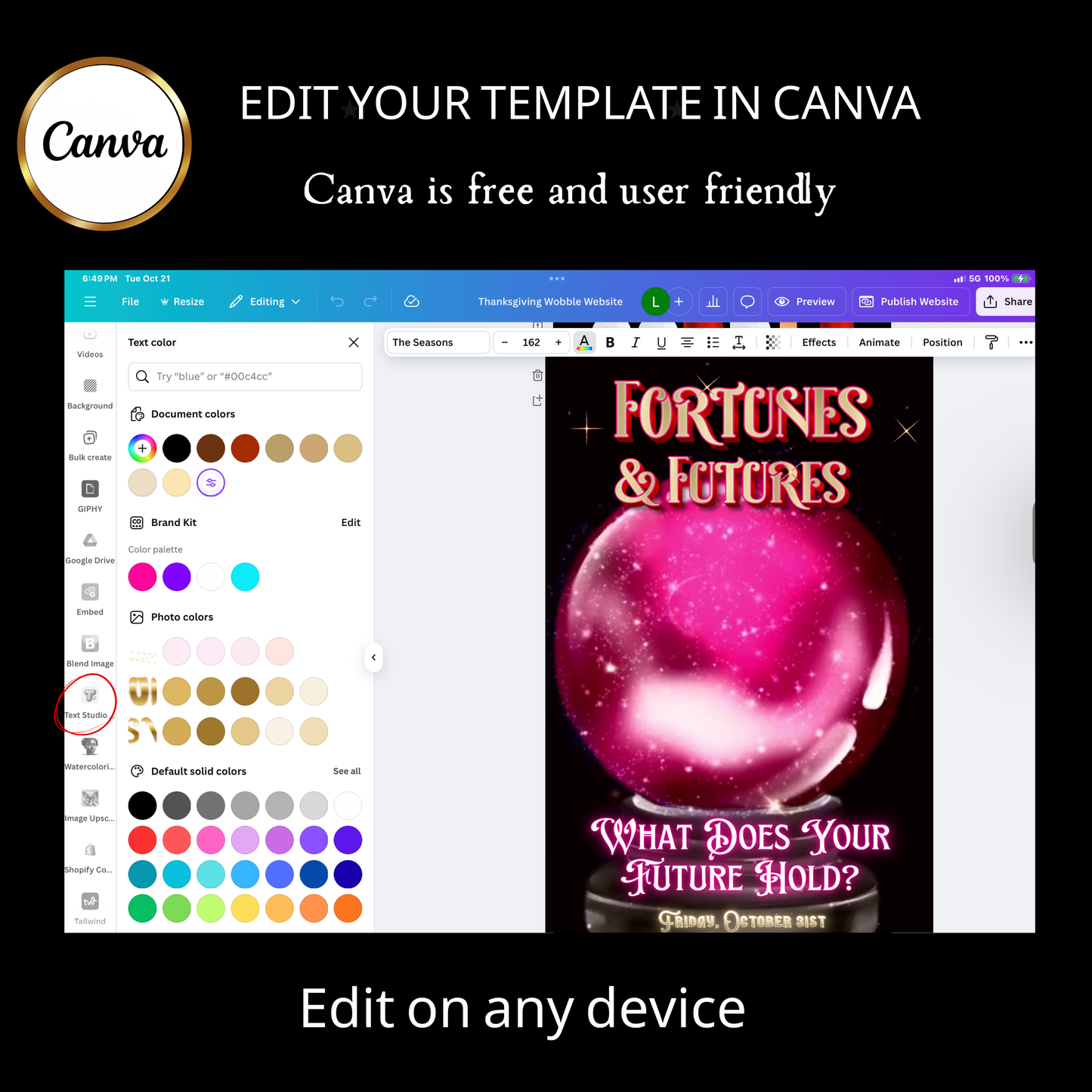 Halloween Video Invitation, Fortune Teller Animated Invite, Editable Halloween Party Mobile Evite