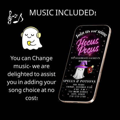 Halloween Video Invitation | Animated Halloween Digital Evite | Editable Canva Invite Template