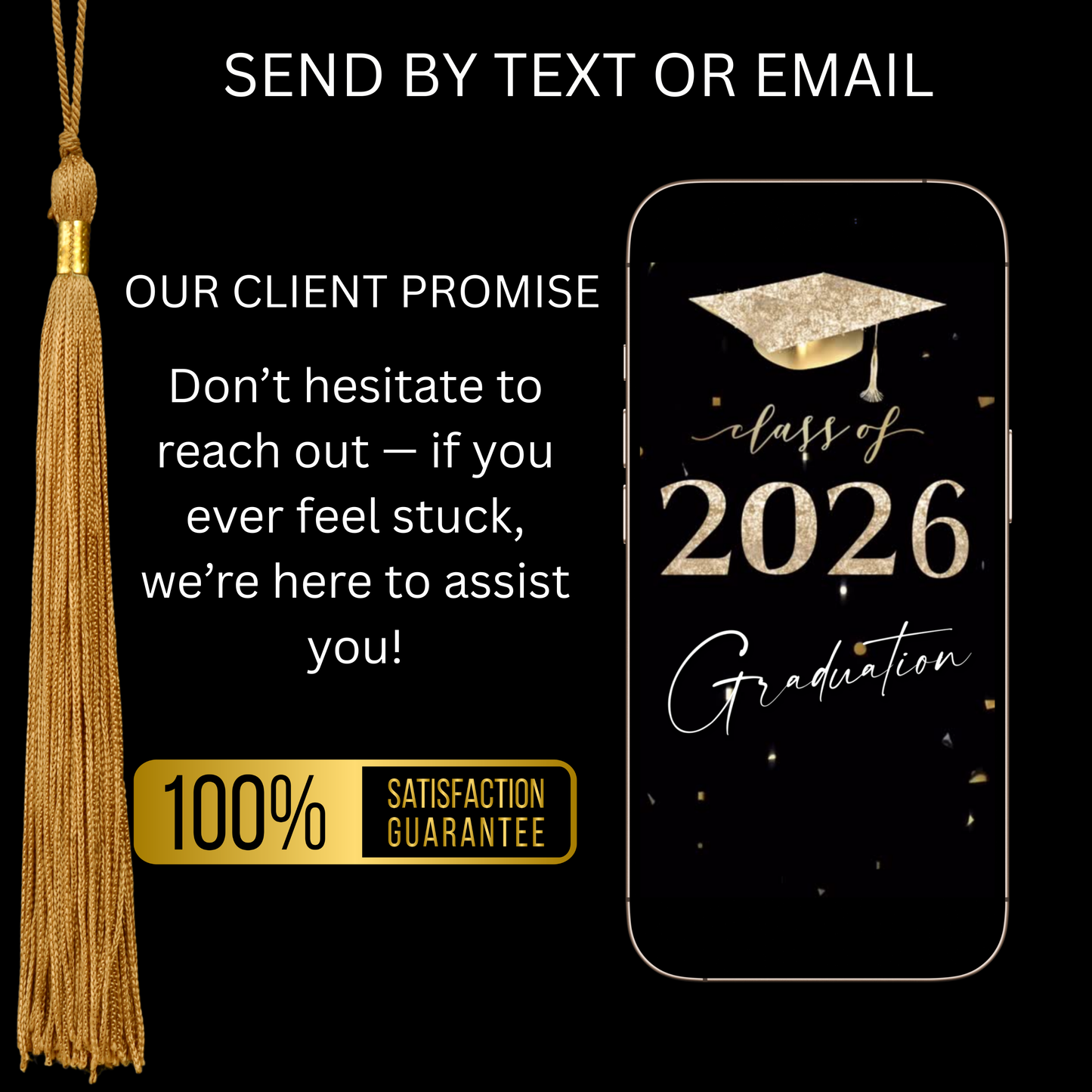 2026 Graduation Party Video Invitation | Digital Gold Graduation Invite | Editable Online RSVP Evite Canva Template