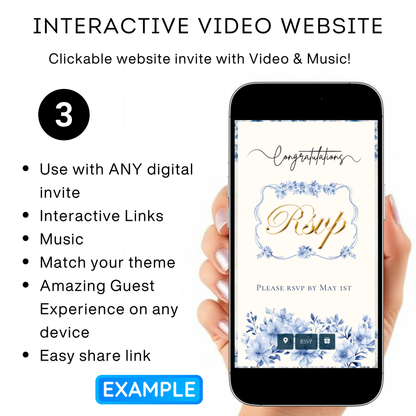 Graduation Party Video Invitation | Spring Floral Graduation Invite for Her | Editable Online RSVP Evite Canva Template