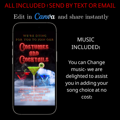 Halloween Video Invitation | Animated Halloween Digital Evite | Editable Canva Invite Template