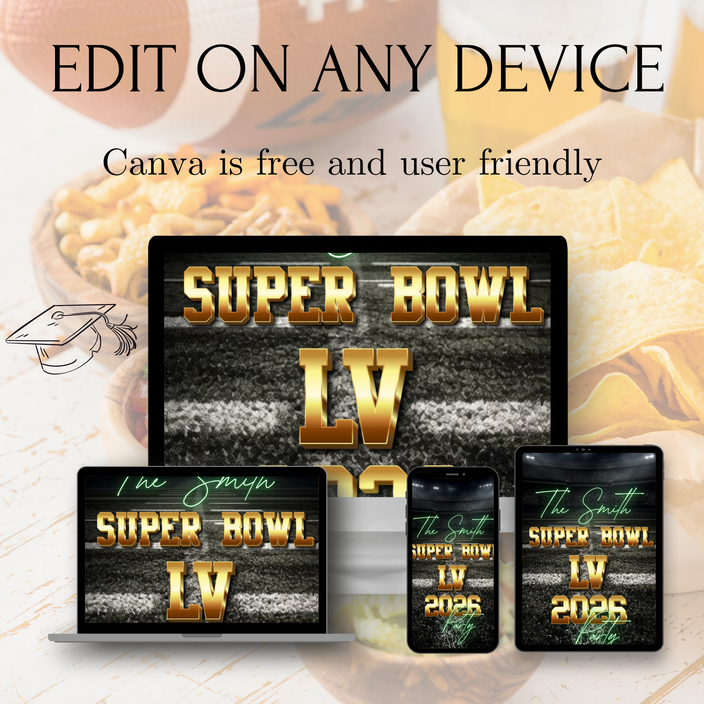Super Bowl Video Invitation | Super BowlParty Digital Evite | Football Canva Template