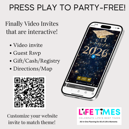 Graduation Party Video Invitation | Class of 2026 Photo Invite | Editable Online RSVP Evite Canva Template