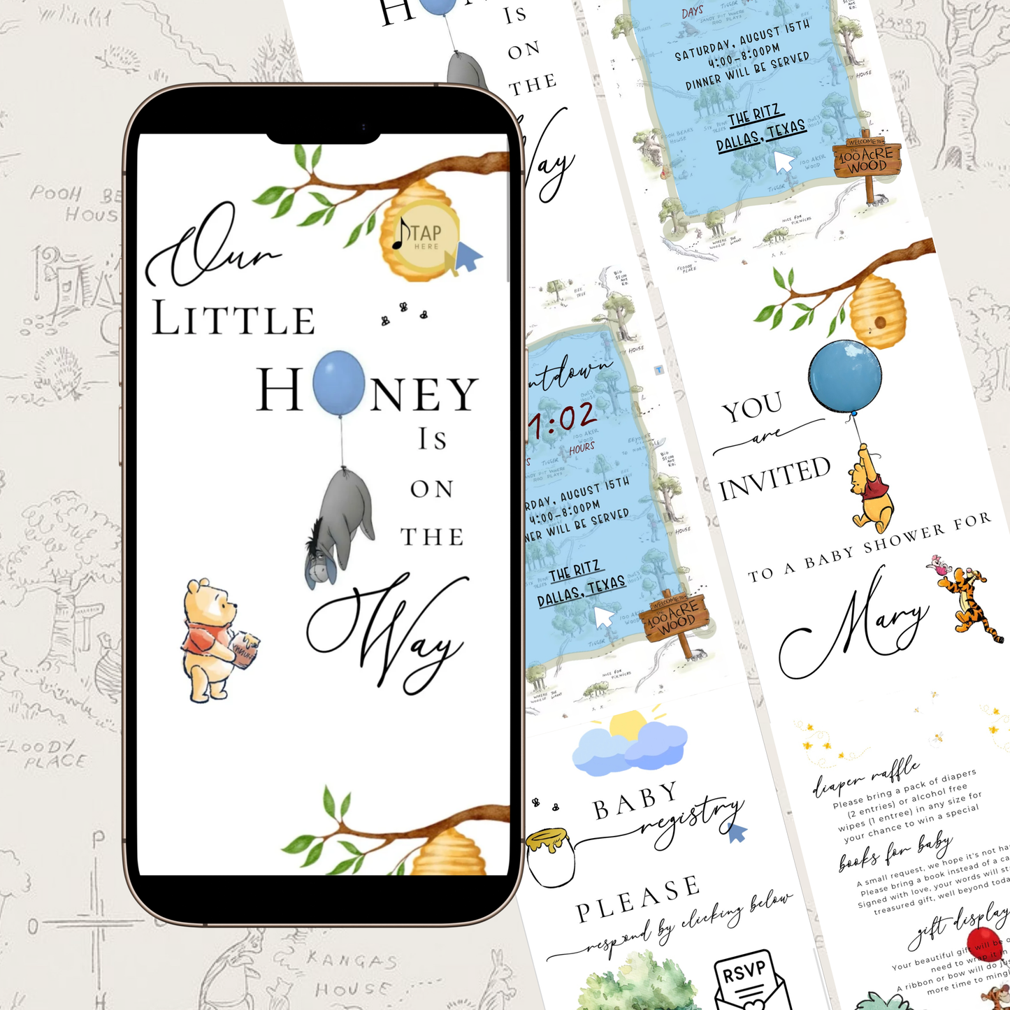Winnie the Pooh Baby Shower Invite Website with RSVP