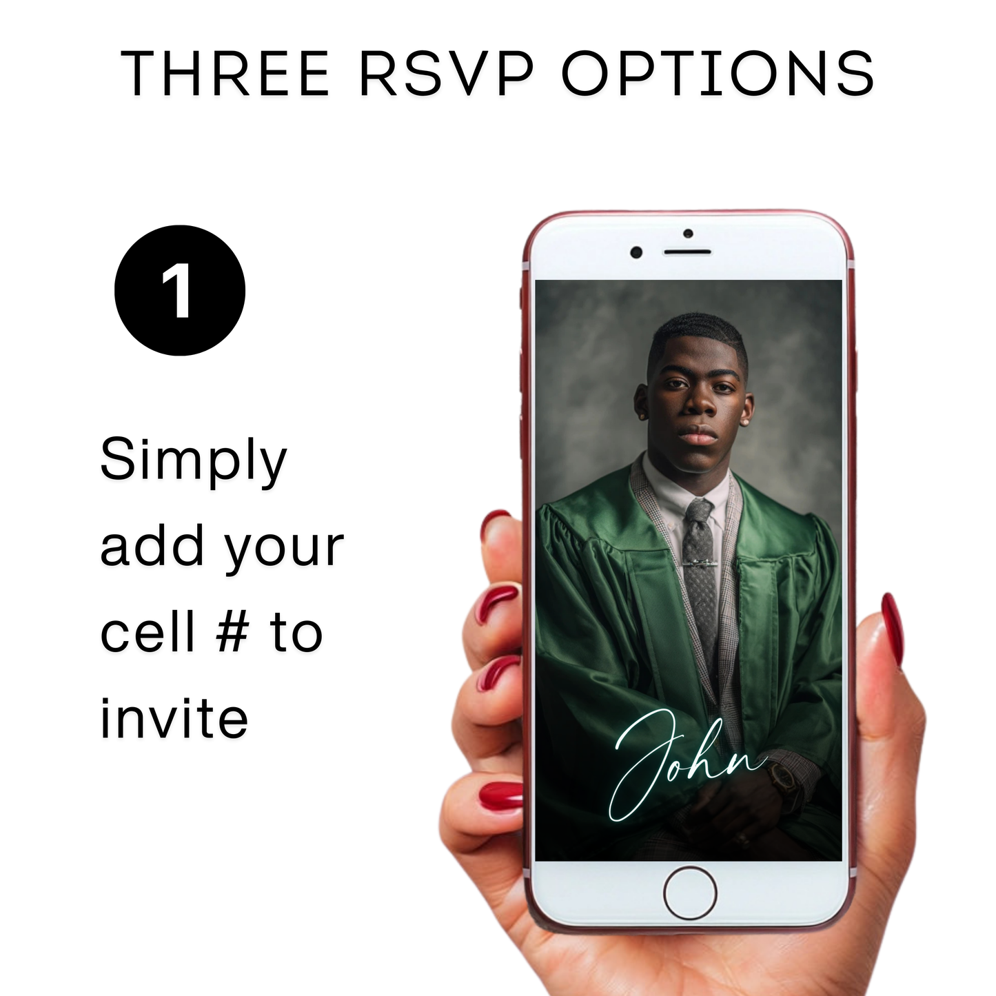 Graduation Party Video Invitation | Class of 2026 Green and Silver Invite for Him | Editable Online RSVP Evite Canva Template