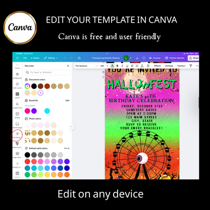 Halloween Video Invitation, Hallow Festival Animated Invite, Editable Halloween Party Mobile Evite