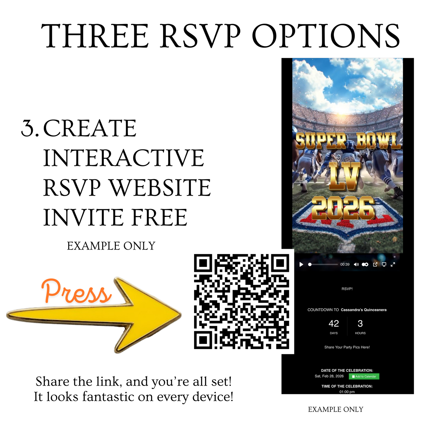 Super Bowl Video Invitation | Super Bowl LV Party Digital Evite | Football Canva Template