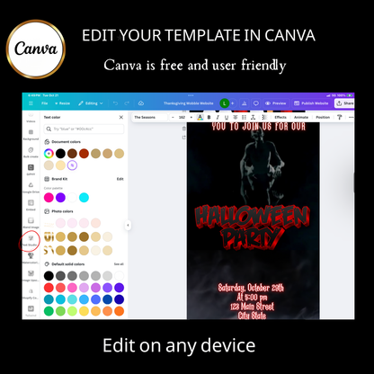 Halloween-Videoeinladung, animierte Zombie-Einladung, bearbeitbare mobile Einladung zur Halloween-Party