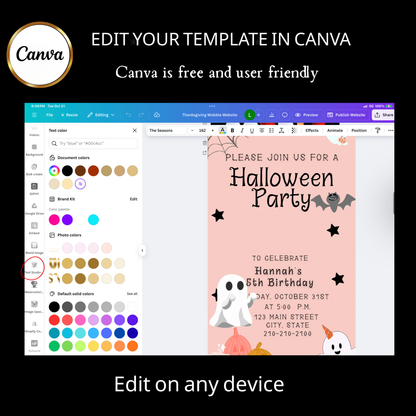 Halloween Video Invitation | Animated Halloween Digital Evite | Editable Canva Invite Template