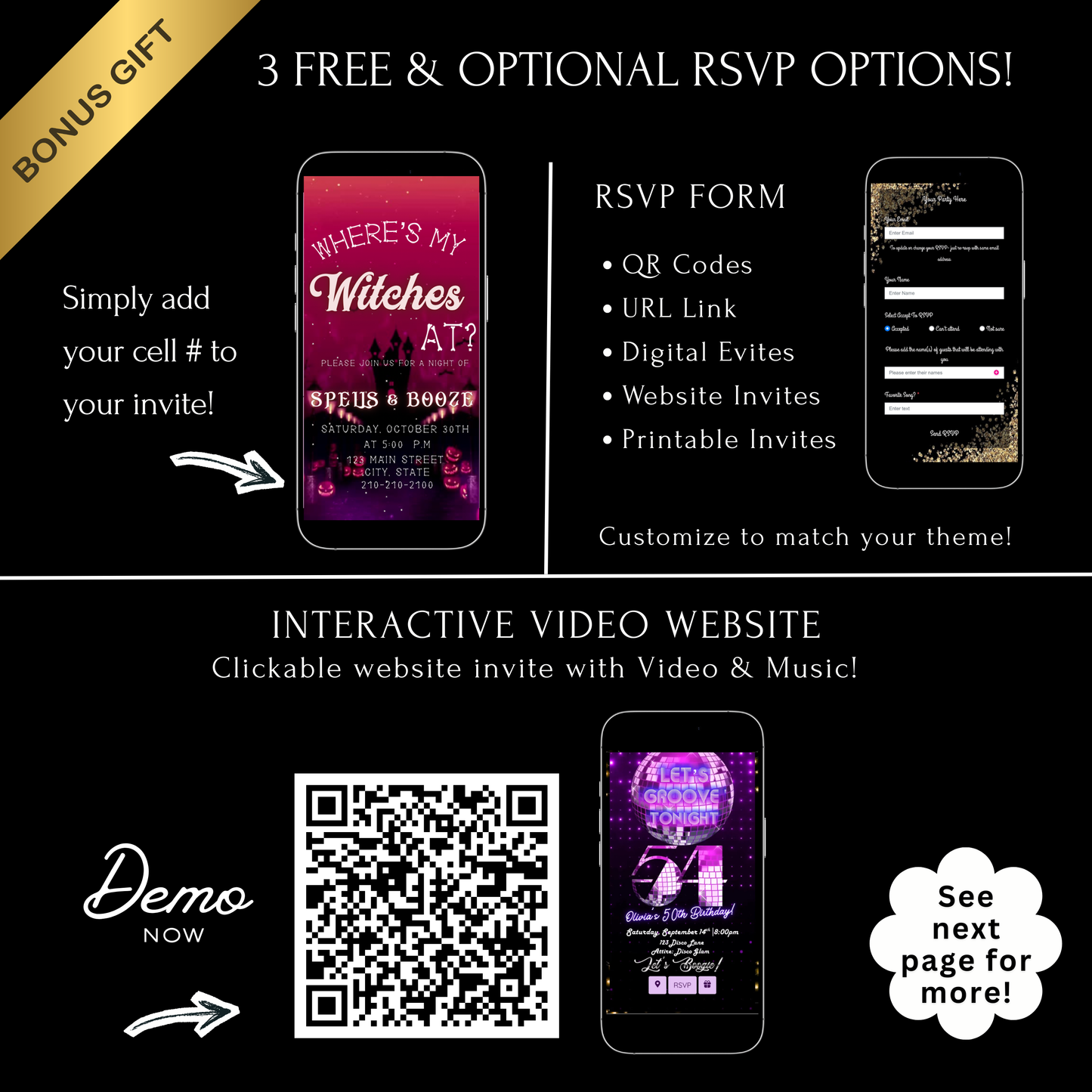 Halloween-Videoeinladung | Animierte digitale Halloween-Einladung | Bearbeitbare Canva-Einladungsvorlage