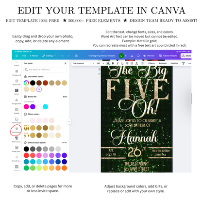 Green and Gold 50th Birthday Video Invitation –  RSVP tracking website - Editable Canva Animated Invite