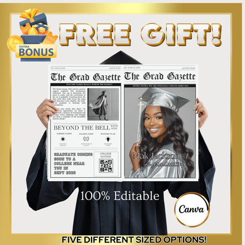 Graduation Party Video Invitation | Light Blue and Black Bow Graduation Invite for Her | Editable Online RSVP Evite Canva Template