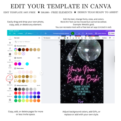 70th Birthday Party Video Invitation | Animated Disco Digital Evite | Editable Canva Invite Template