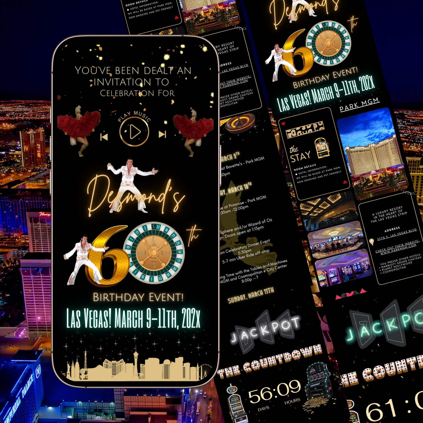 Las Vegas Website Invitation | Las Vegas RSVP Itinerary Website | Canva Website Template
