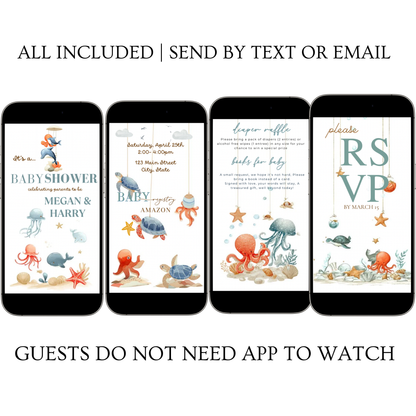 Under the Sea Baby Shower Video Invite with RSVP | Ocean Animal Canva Template Invite