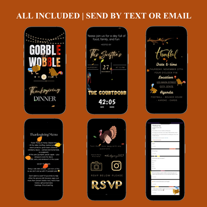 Thanksgiving Invitation Website with RSVP tracking, Animated Friendsgiving Dinner Invite Website Template