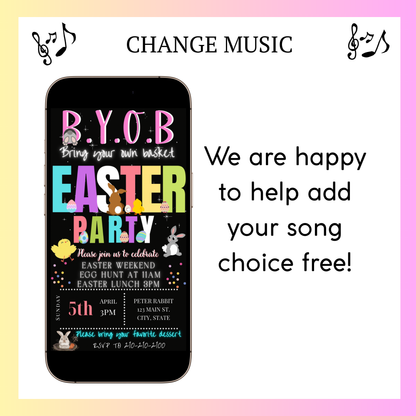 Easter Video Invitation, Easter Egg Hunt Animated Invite, Digital Canva Template