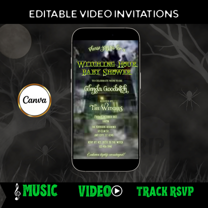 Halloween-Videoeinladung, animierte Einladung zur Babyparty, bearbeitbare mobile Einladung zur Halloween-Party