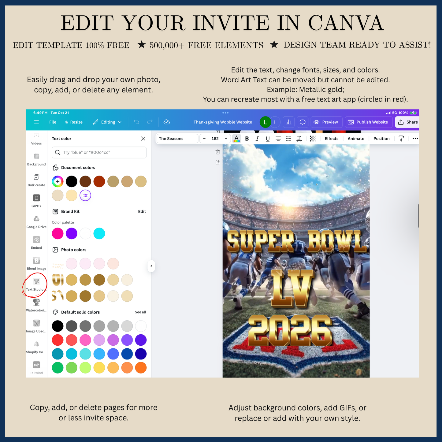 Super Bowl Video Invitation | Super Bowl LV Party Digital Evite | Football Canva Template