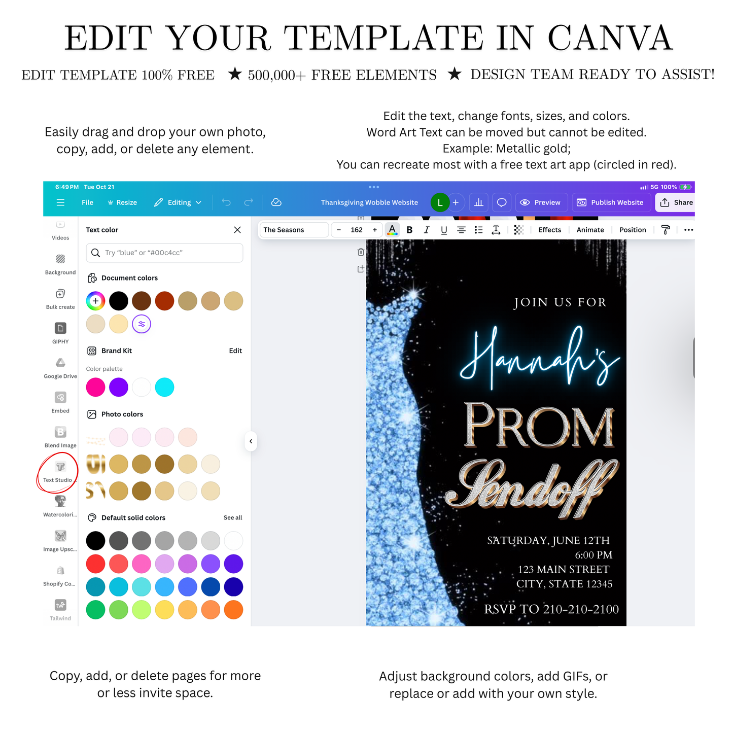 Blue Prom Send Off Video Invitation – Editable Canva Animated Invite