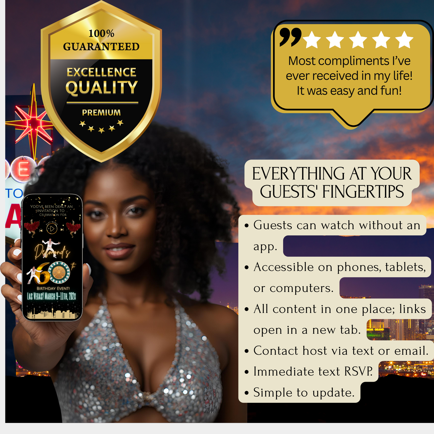 Las Vegas Website Invitation | Las Vegas RSVP Itinerary Website | Canva Website Template