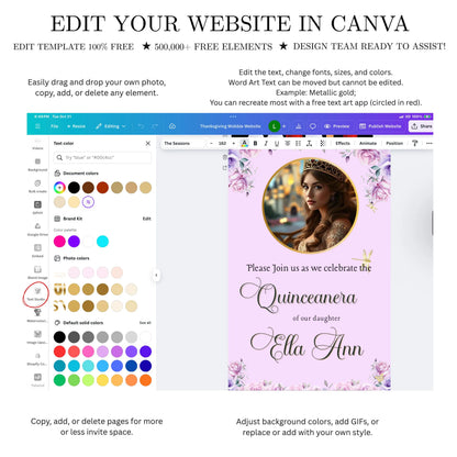 Lilac and Pink Quinceañera Video Invitation Canva Template with envelope opening