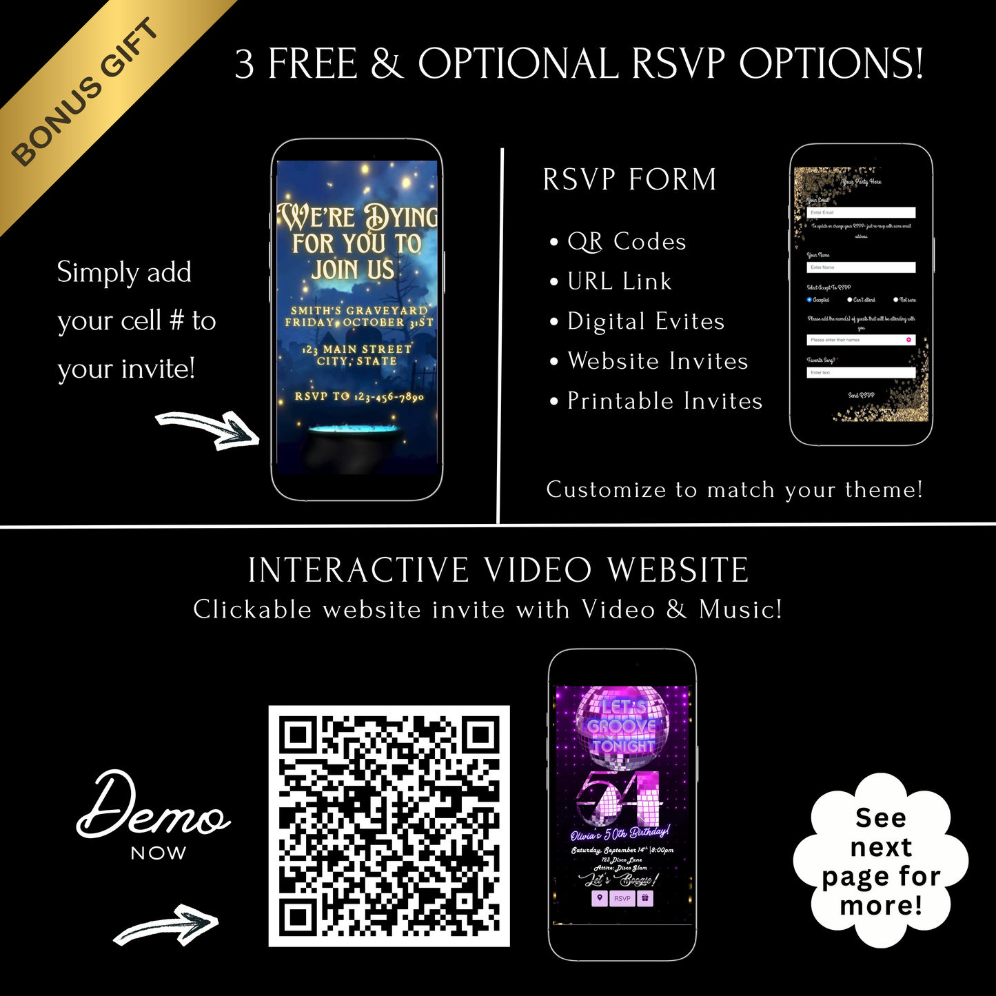 Halloween Video Invitation, Magical Spells Animated Invite, Editable Halloween Party Mobile Evite