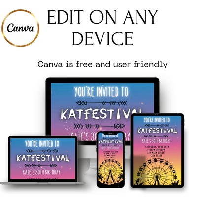 Music Festival Video Invitation | Digital Festival Invite | Editable Canva Template