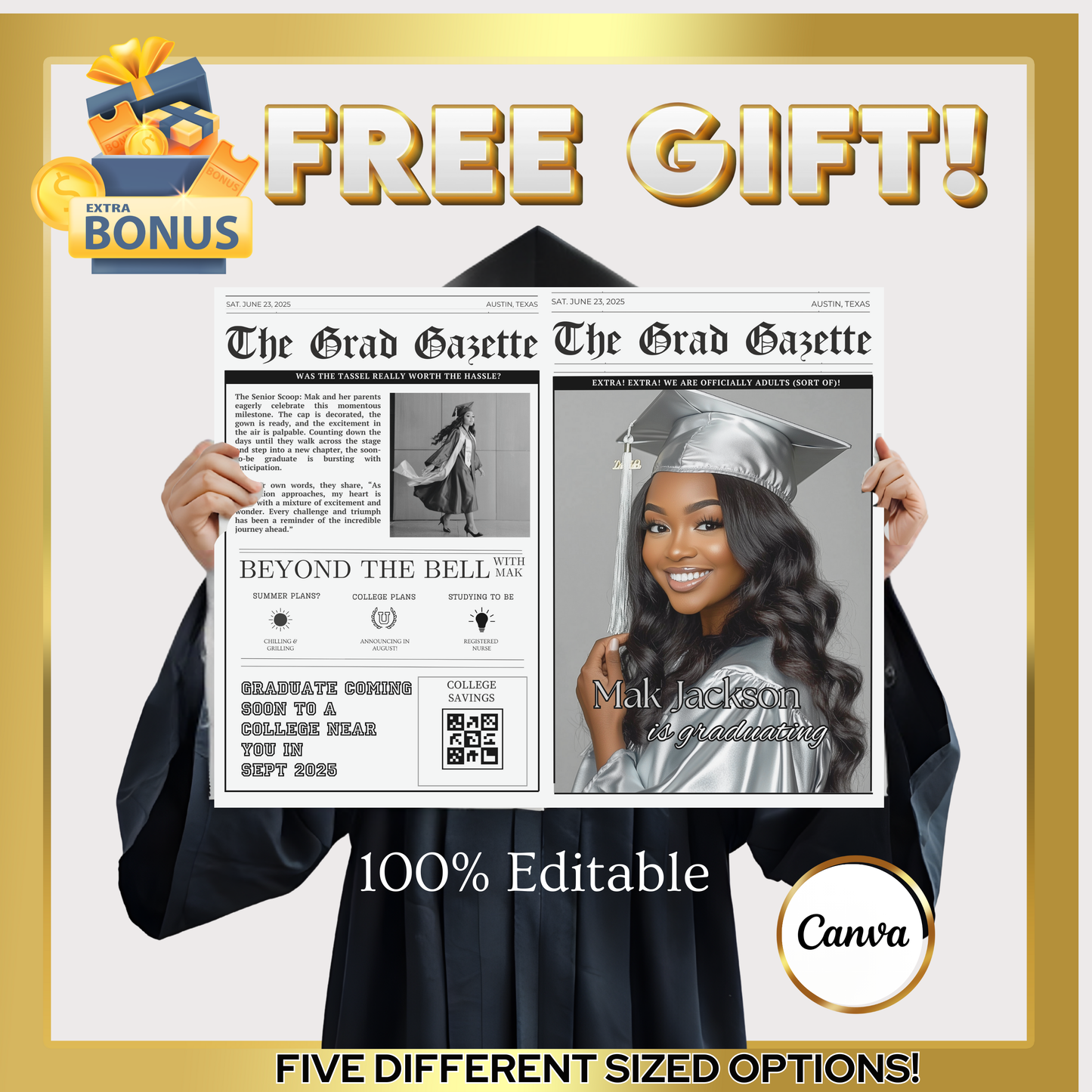 Graduation Party Video Invitation | Digital Graduation Invite | Editable Online Canva Template