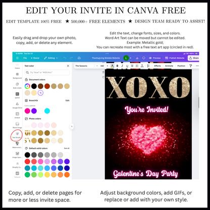 Valentines Day Party Video Invitation | Digital Galentines Animated Invite | Editable Canva Evite Template