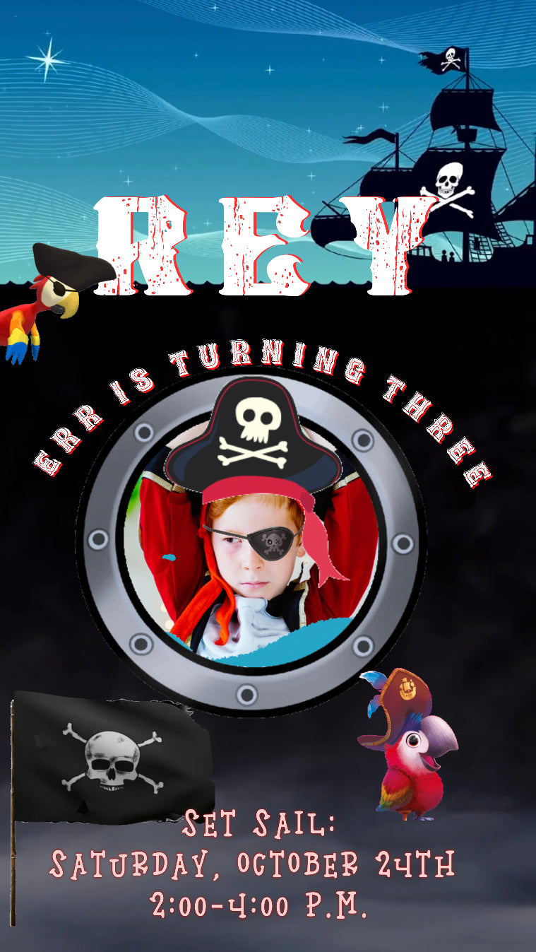 Pirate Video Invitation, Pirate Ship Party Invite