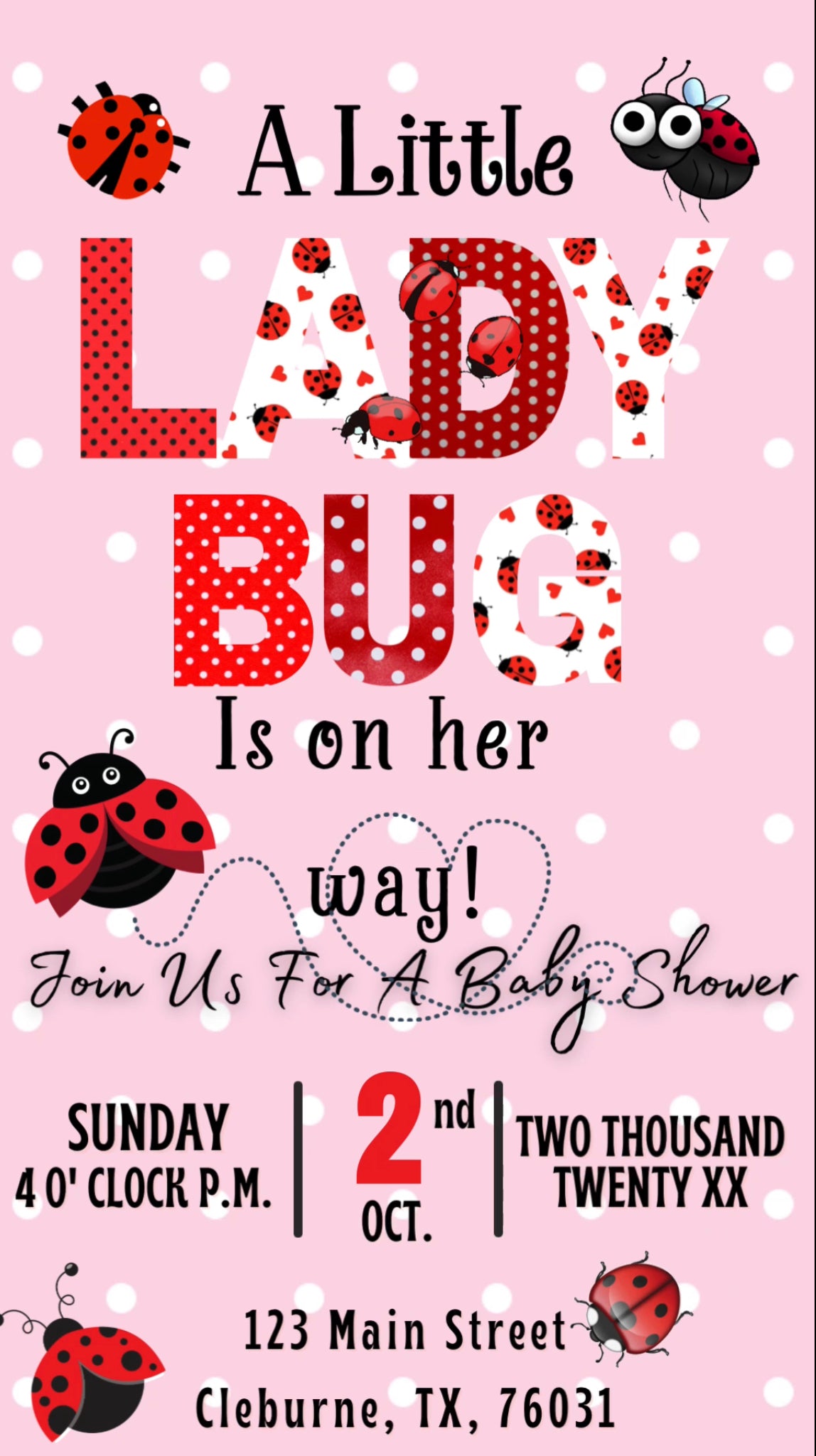 Baby Shower Video Invitation, Lady Bug baby shower invite