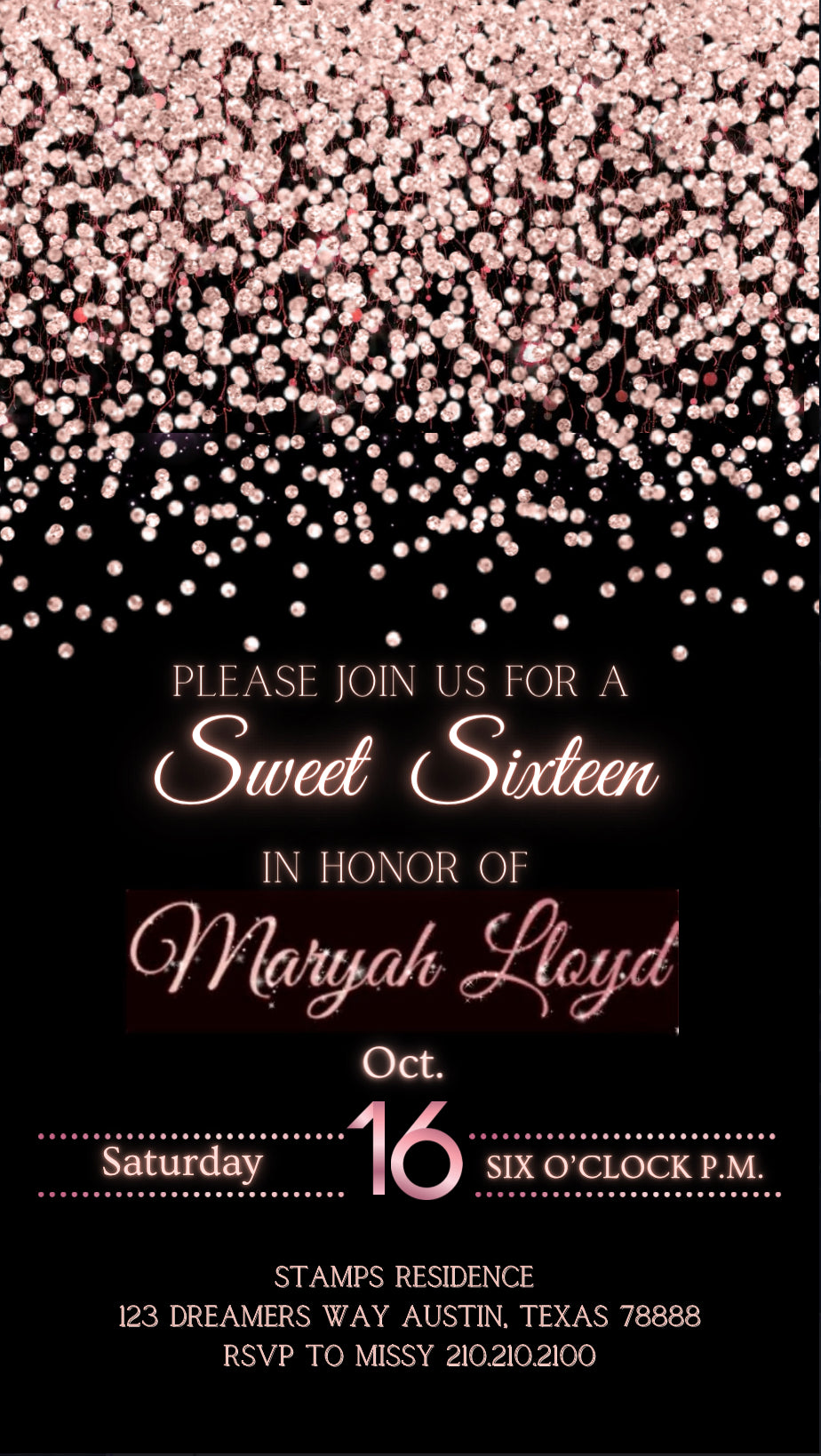 Pink Sweet Sixteen Video Invitation, Sweet 16 Invite, Any Occasion