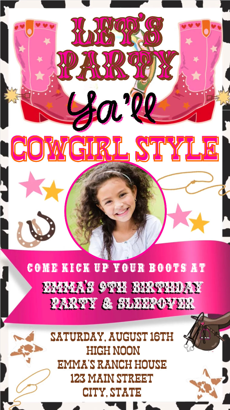 Cowgirl Invitation, Cowgirl Video Invite, Any Occasion