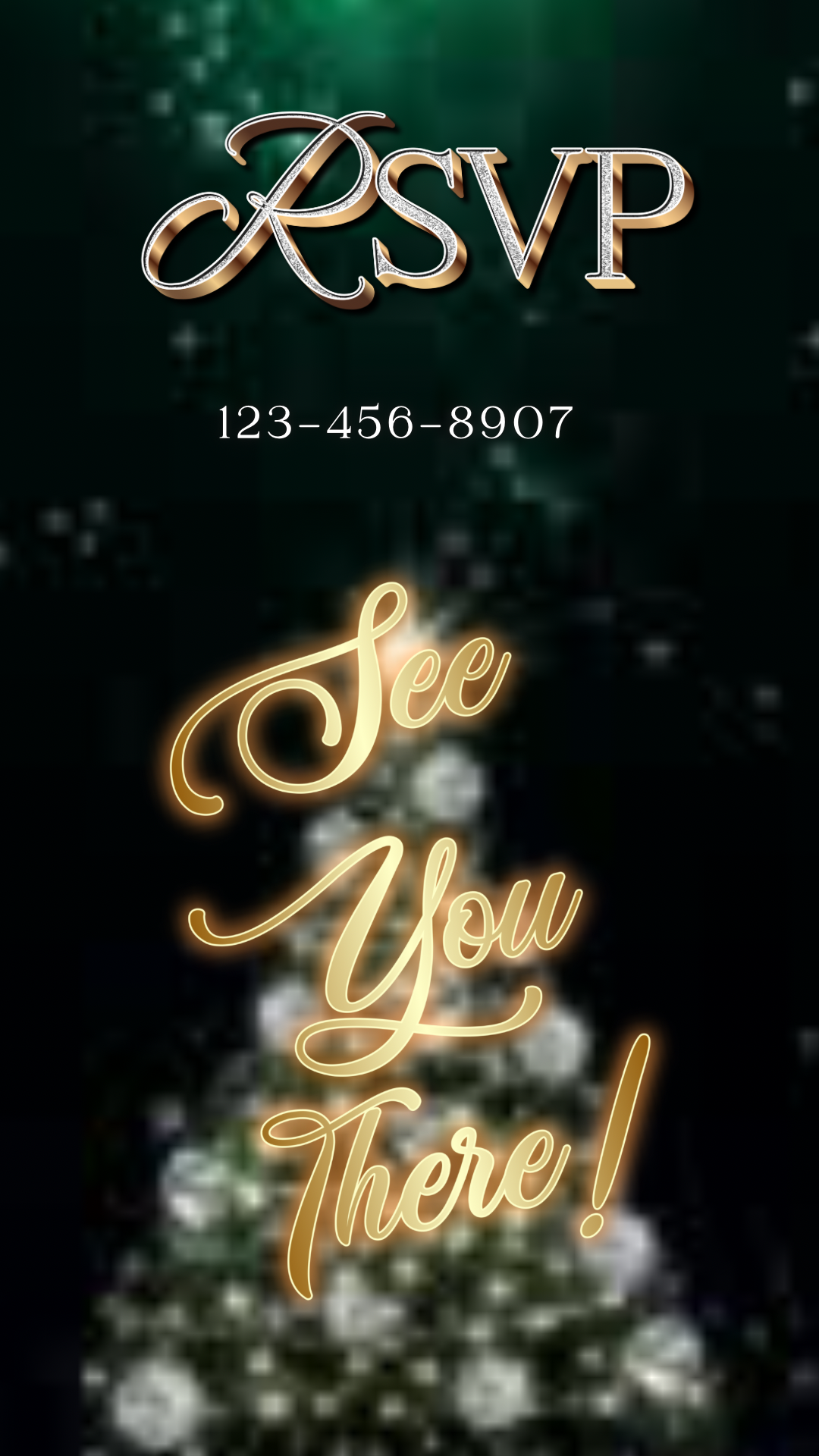 Editable Holiday Party video invitation featuring a sparkling Christmas tree decorated with glowing ornaments and twinkling lights. Perfect for office Christmas parties, family gatherings, or festive holiday celebrations. Mobile-friendly 1080x1920 Canva template with music, fully customizable text, and instant digital download. Easy to share via text, email, WhatsApp, or social media.