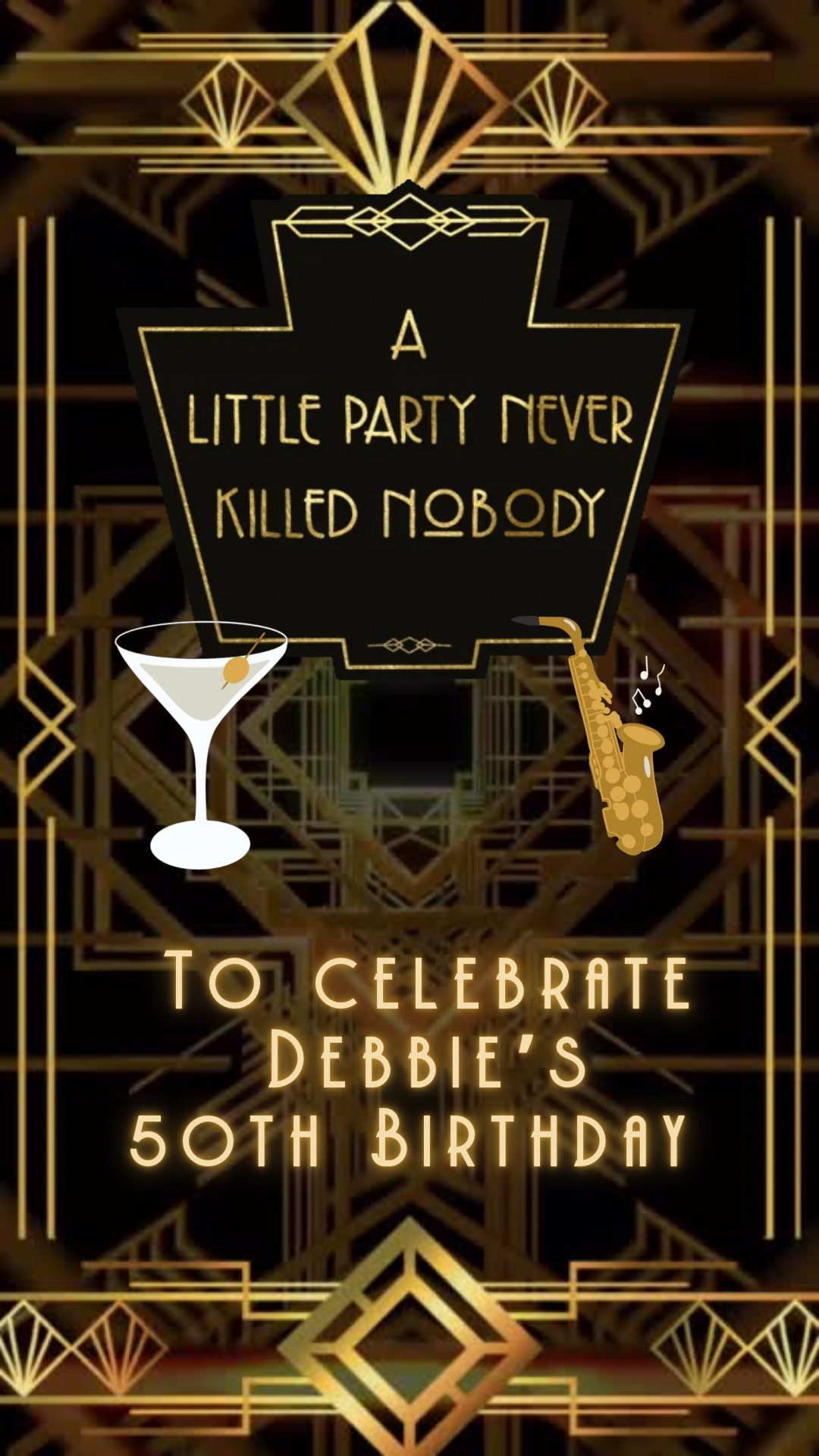 Harlem Nights for Her Video Invitation Template | Editable Canva Video Invite