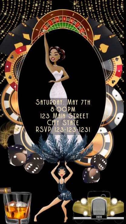 Harlem Nights for Her Video Invitation Template | Editable Canva Video Invite