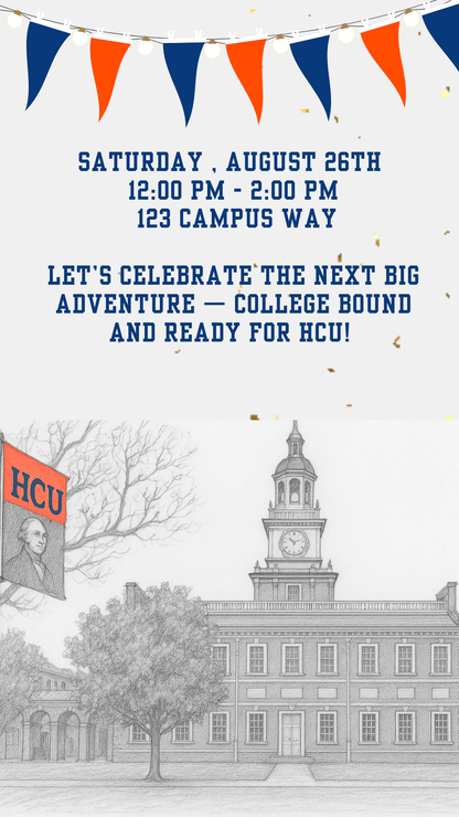 Editable Houston Christian University Send-Off Video Invitation – Surprise College Party Invite – HCU Huskies Theme