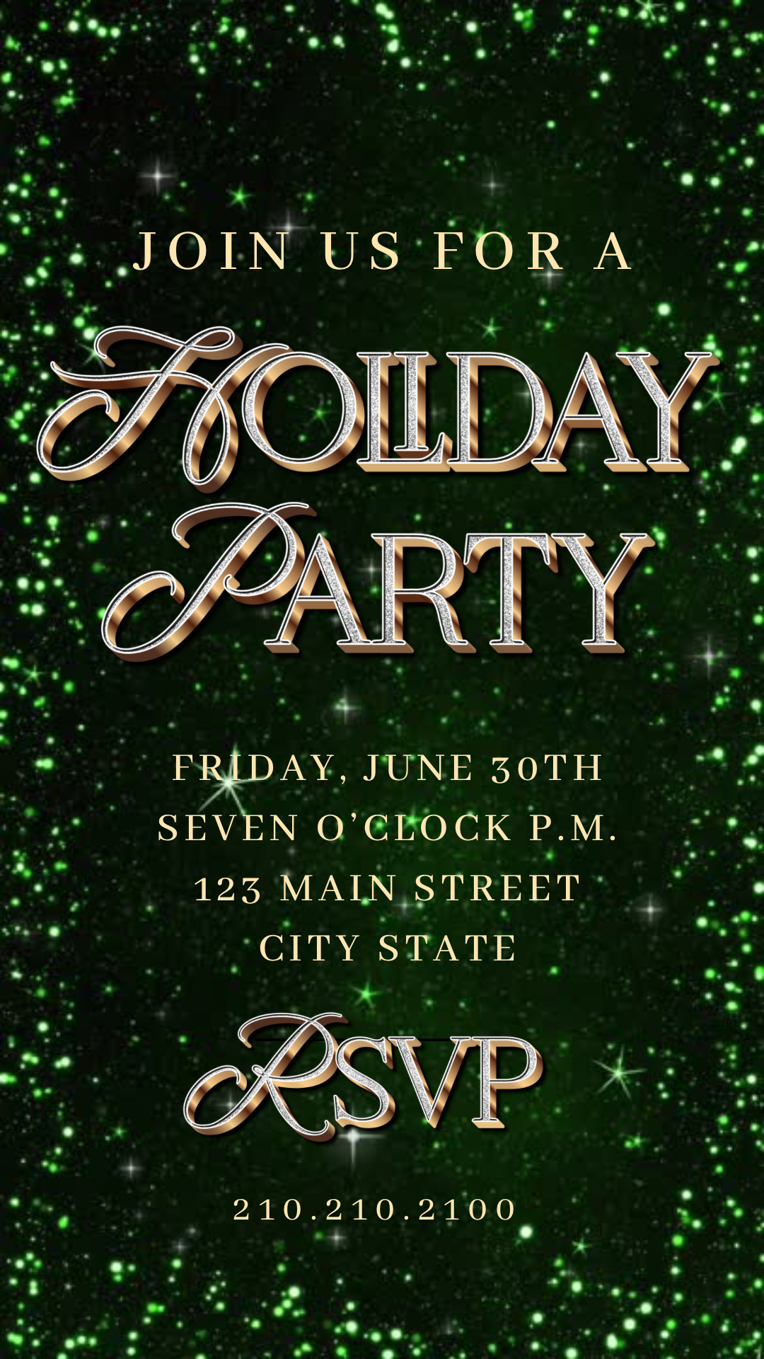 Christmas Tree Party Video Invitation – Animated Glitter Holiday Party Mobile Evite