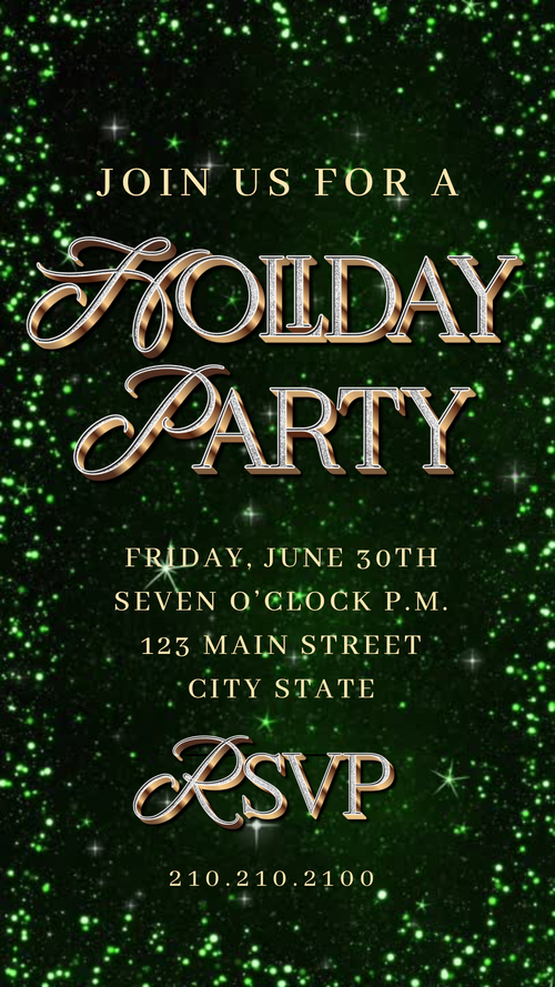 Christmas Tree Party Video Invitation – Animated Glitter Holiday Party Mobile Evite