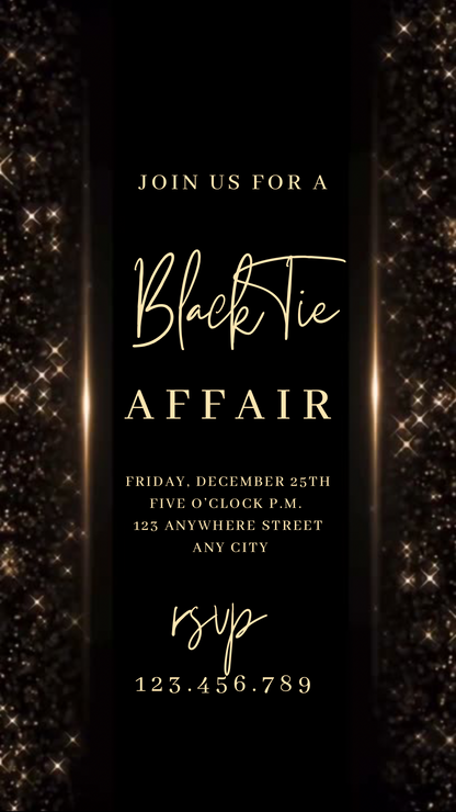 Gold Video Invitation | Animated Birthday Digital Evite | Editable Canva Invite Template