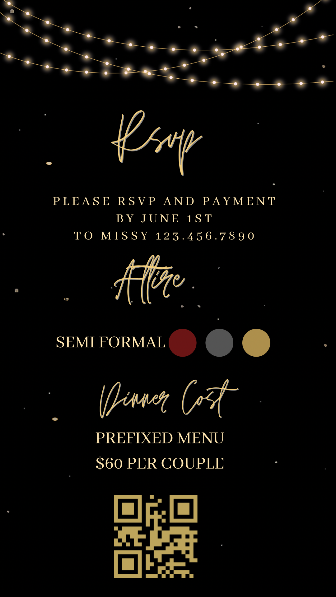 Gold Birthday Dinner Video Invitation | Digital Luxe Birthday Mobile Invite | Editable Animated Gold Glitter
