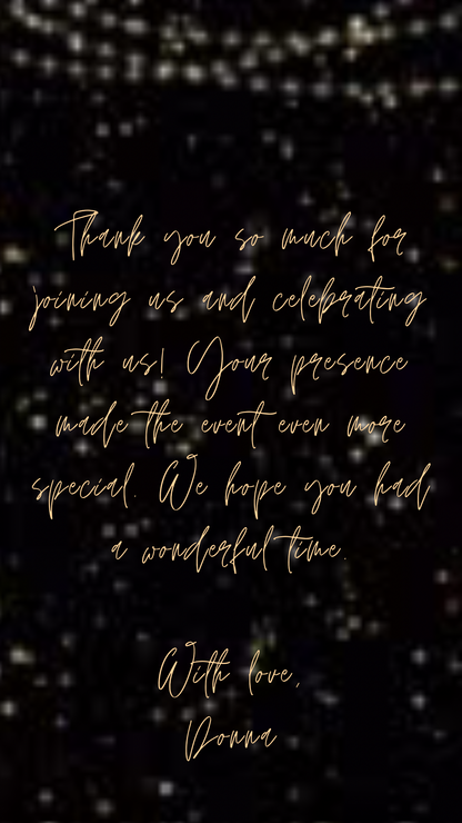 Gold Birthday Dinner Video Invitation | Digital Luxe Birthday Mobile Invite | Editable Animated Gold Glitter