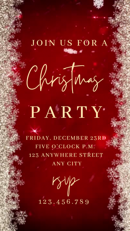 Editable Snowflake Video Invitation Template | Mobile Animated Christmas Invite | Canva Evite Download – Hostessy