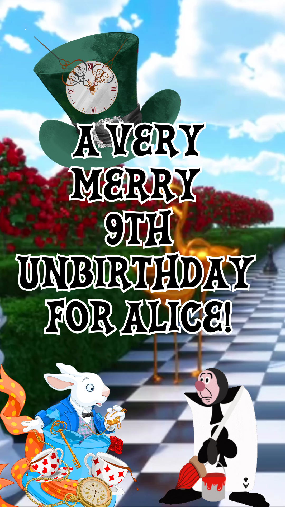 Alice in Wonderland Video Invitation | Mobile Animated Invite | Editable Canva Template
