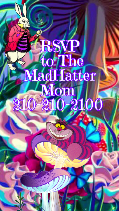 Alice in Wonderland Video Invitation | Mobile Animated Invite | Editable Canva Template