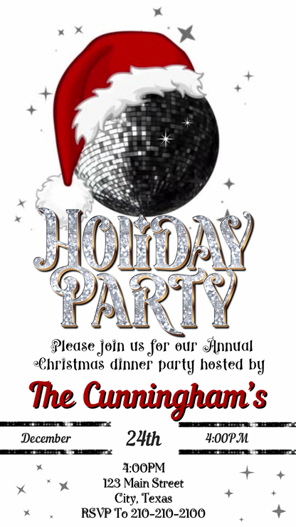 Editable Christmas Disco Video Invitation Template | Mobile Animated Invite Merry Vibes | Canva Video Evite Download