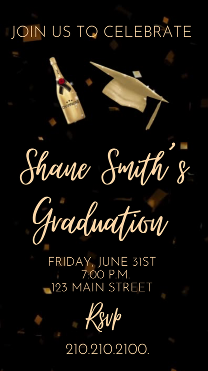 Graduation Video Invitation | Class of 2026 Animated Invite | Editable Canva Template