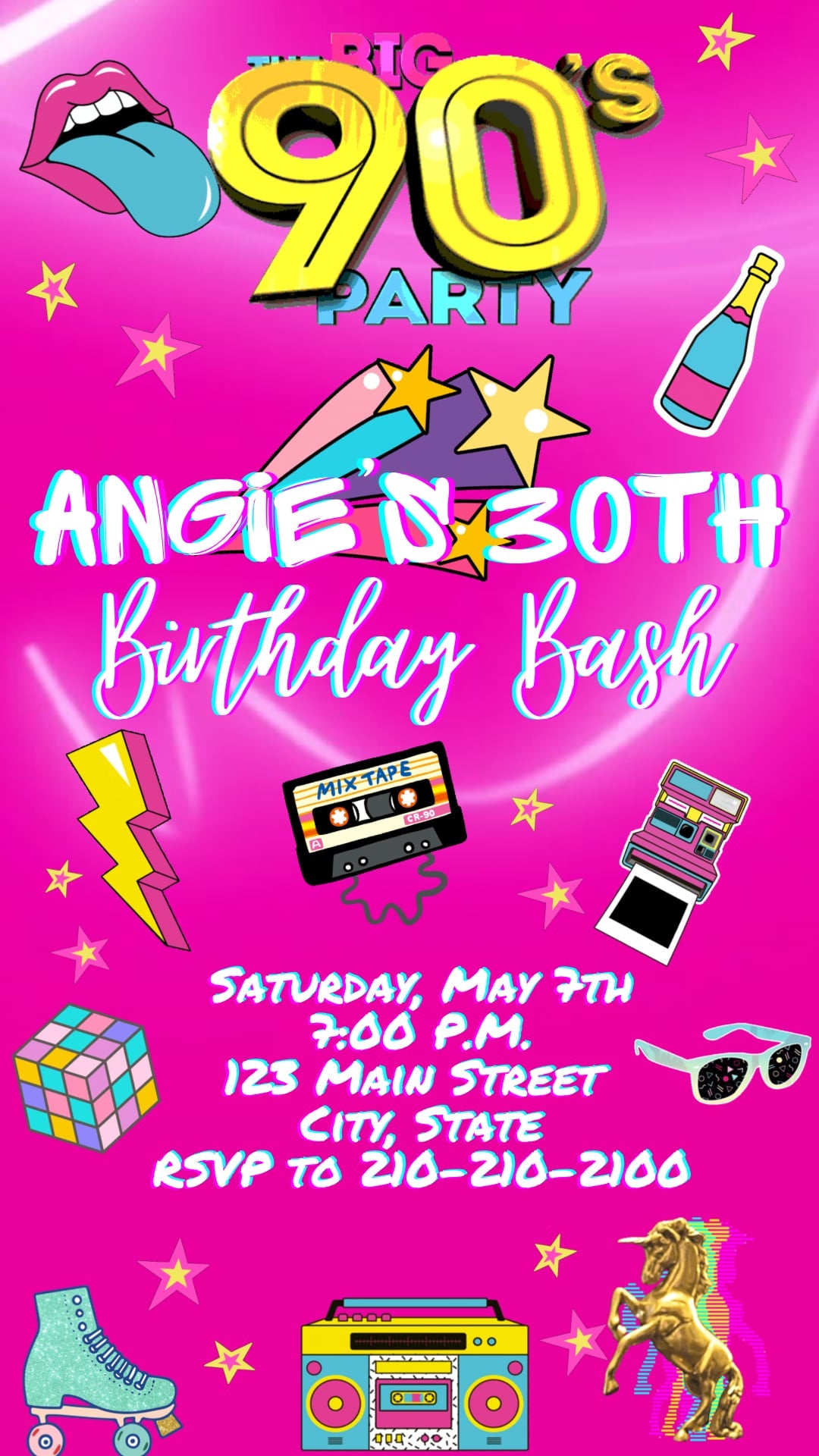 Editable 90s Video invitation | Animated Throwback 80s, 90s, 2000s